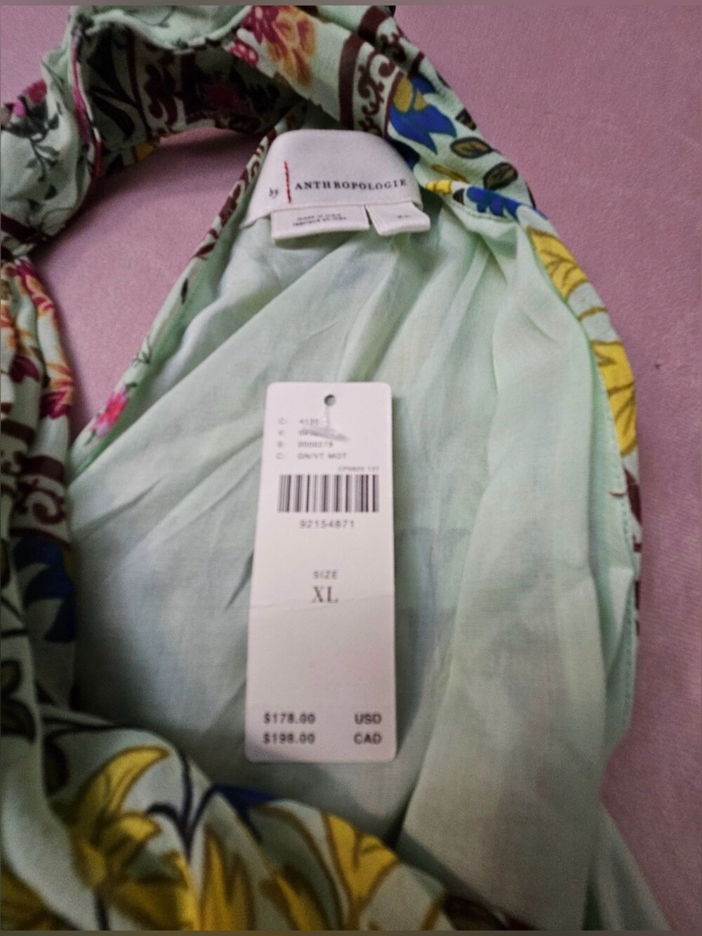 Anthropologie Halter Floral Maxi Dress in Mint, Yellow & Green - Picture 6 of 10